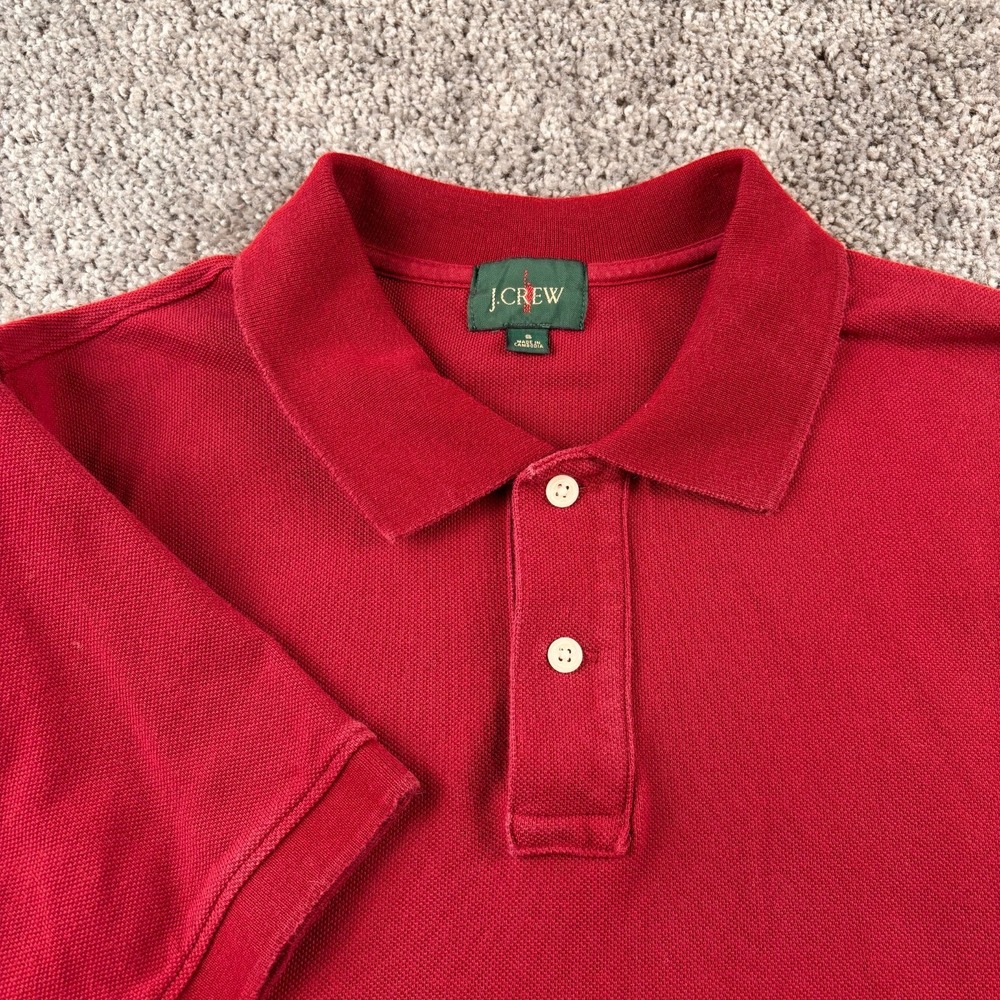 J Crew Oarsman Polo Shirt Men S Red Washed Pique Tennis Classic Preppy Retro